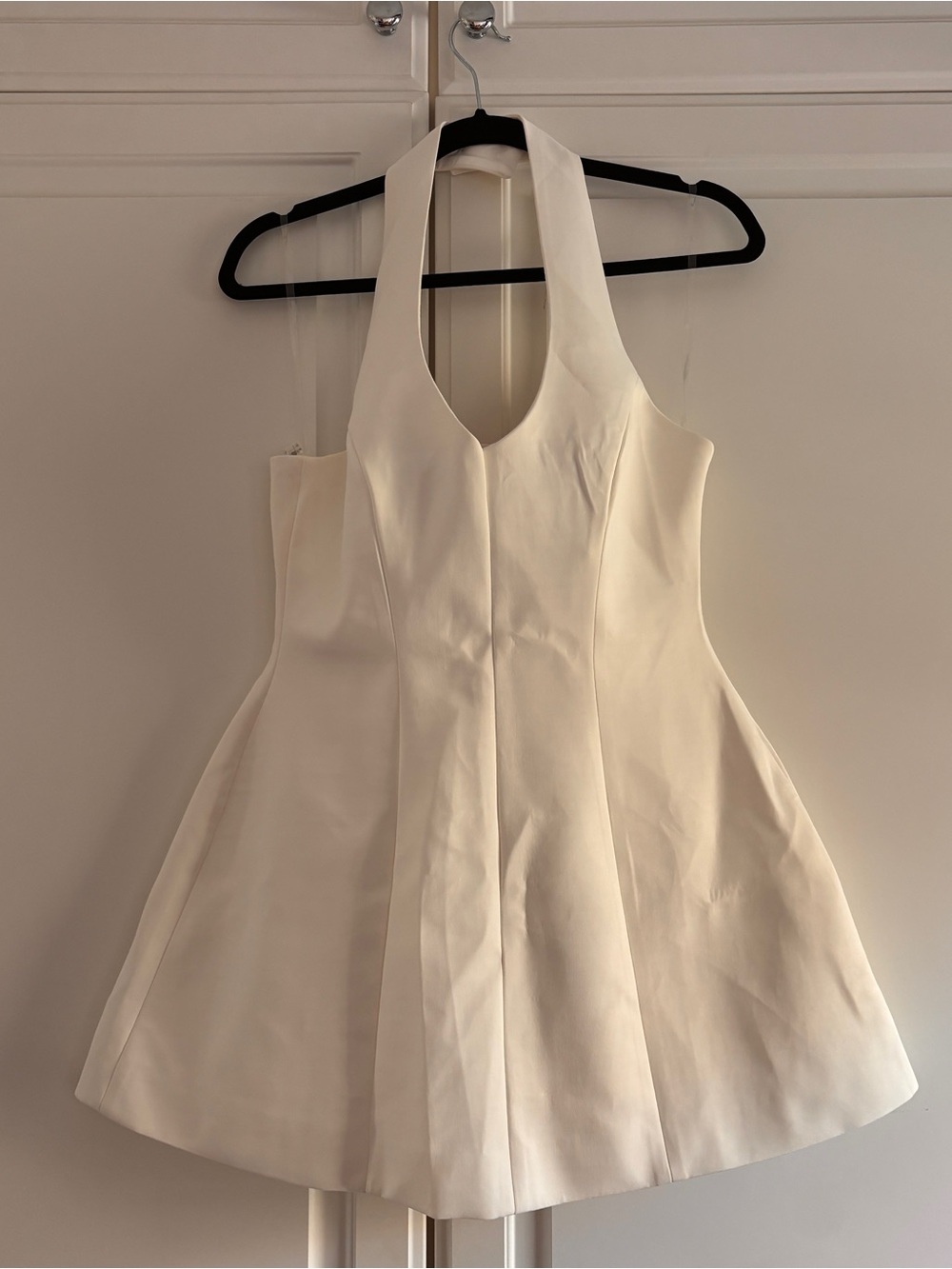 White Halter Fit-and-Flare Mini Dress